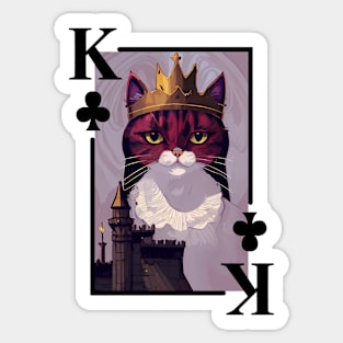 Cat King of Clubs Sticker